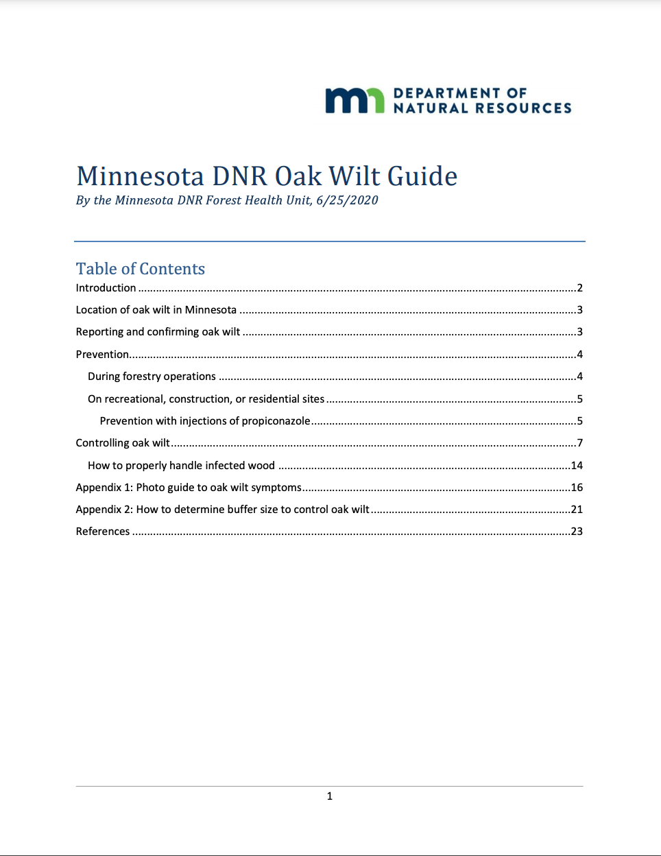 Minnesota Dnr Oak Wilt Guide