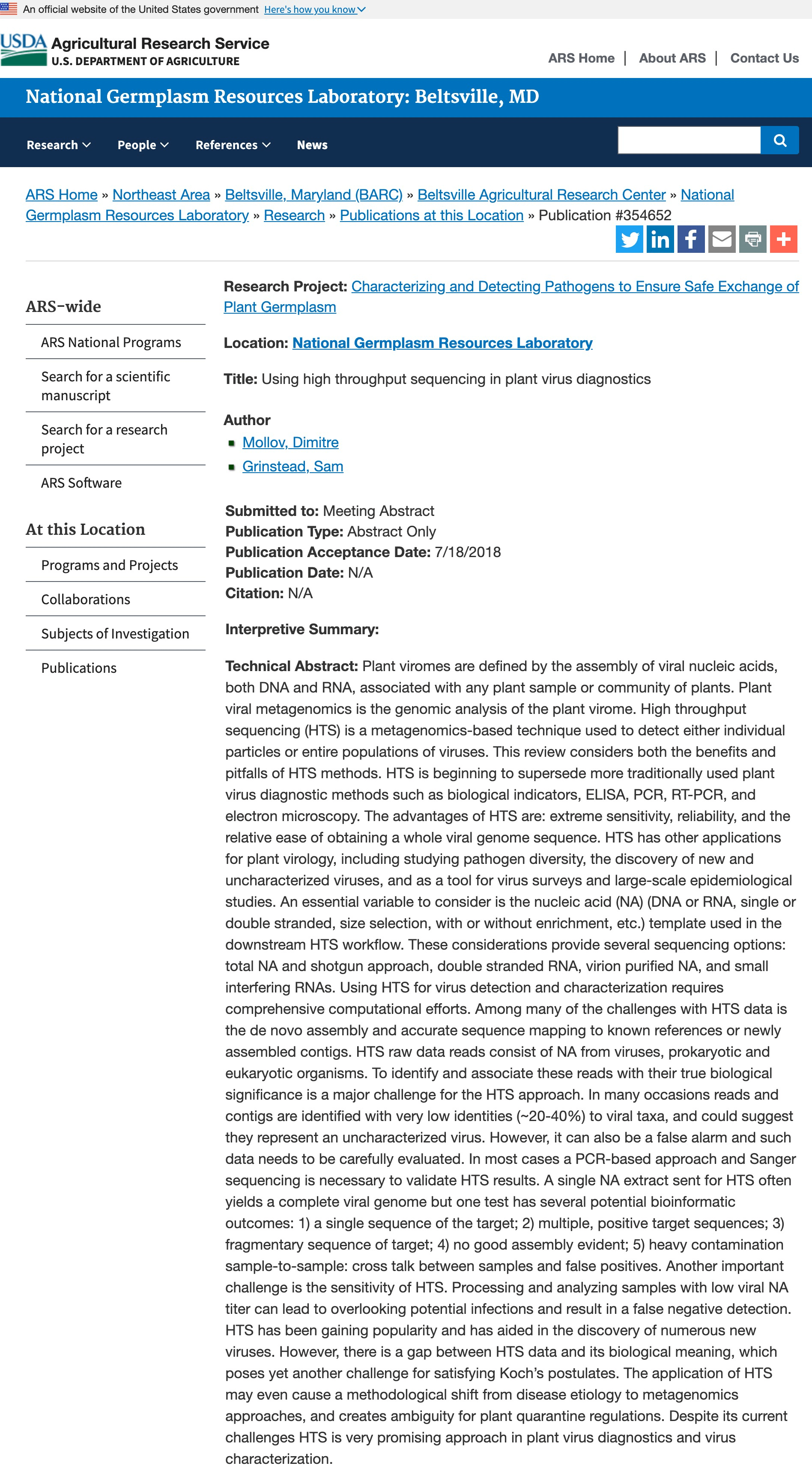 Ars Plant Virus Diagnostics 2021