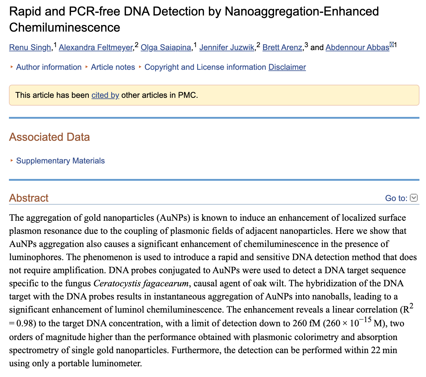 Rapid and PCR DNA Detection Abstract